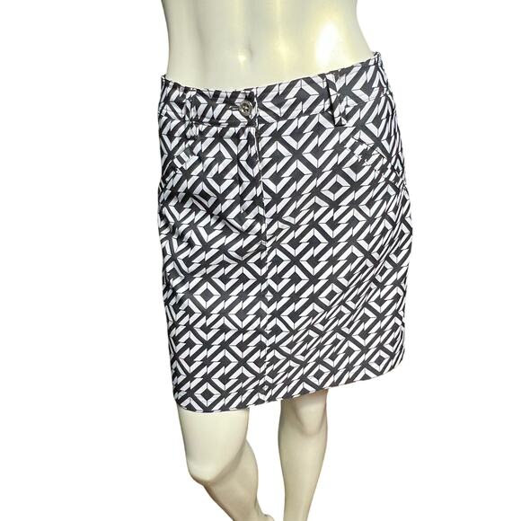 N'vo by Lancot Women's Black and White Geometric Print Skirt Size 4 - Picture 2 of 13
